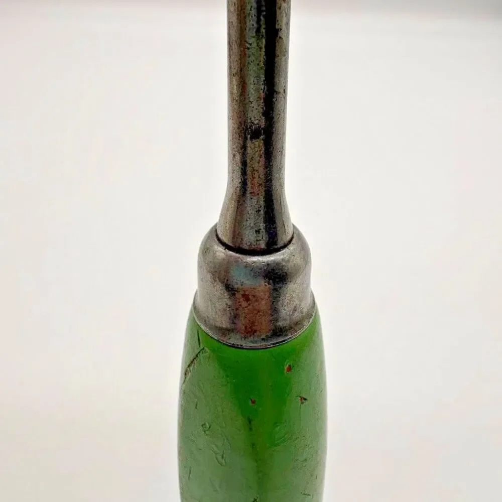 Vintage A&J USA 3 Tine Kitchen Fork Green Wood Handle Meat BBQ Cooking Utensil